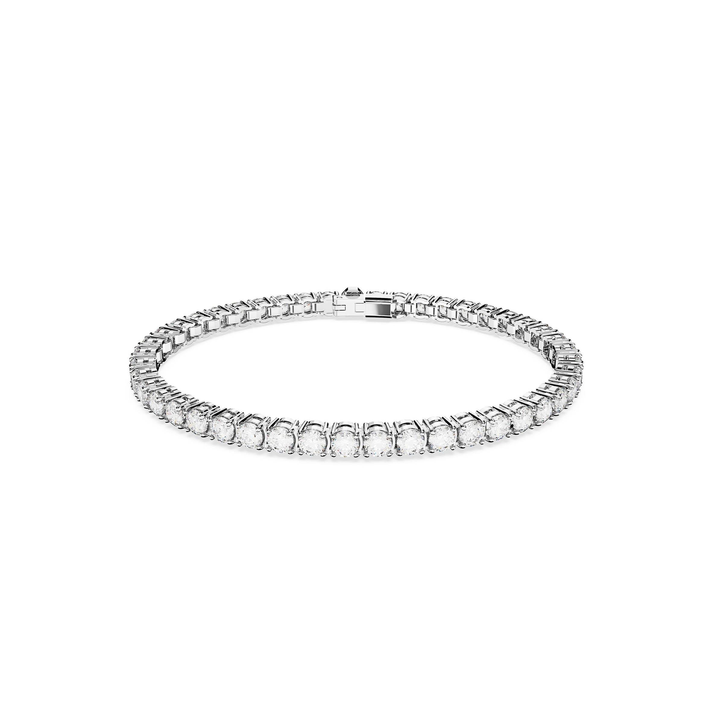 SWAROVSKI MATRIX TENNIS BRACELETROUND CUT WHITE RHODIUM PLATED 5648936